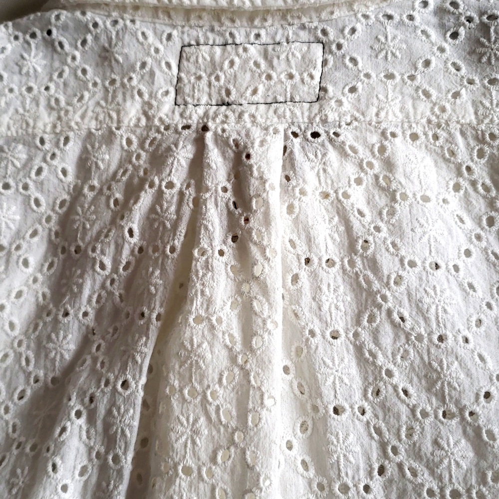 Current/Elliott NEW SHIRT Button Down Top Eyelet Cotton Long Sleeve Women's S/M - Picture 11 of 16
